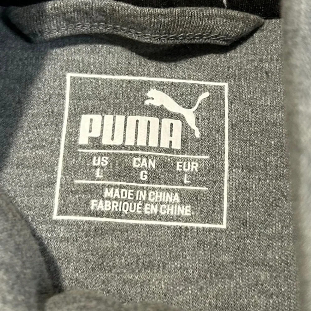 Puma Full Zip Jacket Mens Size Large Gray Black Athletic Warm Up Coat Activewear